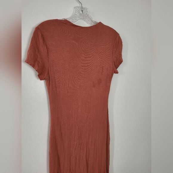 Popular21 T-Shirt Bodycon Dress Orange Copper Soft Stretchy Jersey Knit Medium - Picture 8 of 15